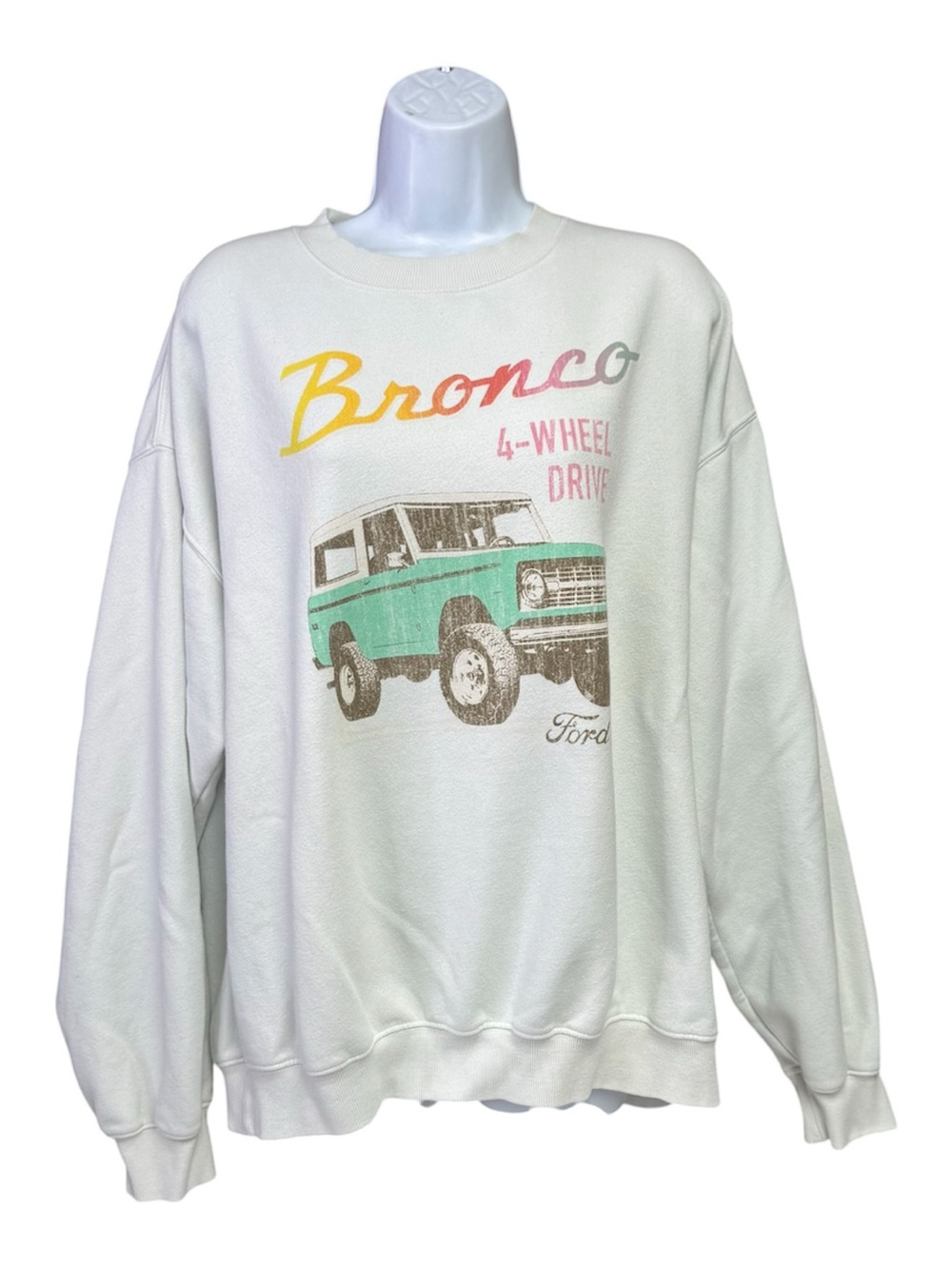 Off white Ford Bronco Graphic Crewneck Sweatshirt size large but  would fit up